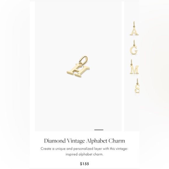 NWT Gorjana Diamond Vintage Alphabet Charm - H - Picture 2 of 5